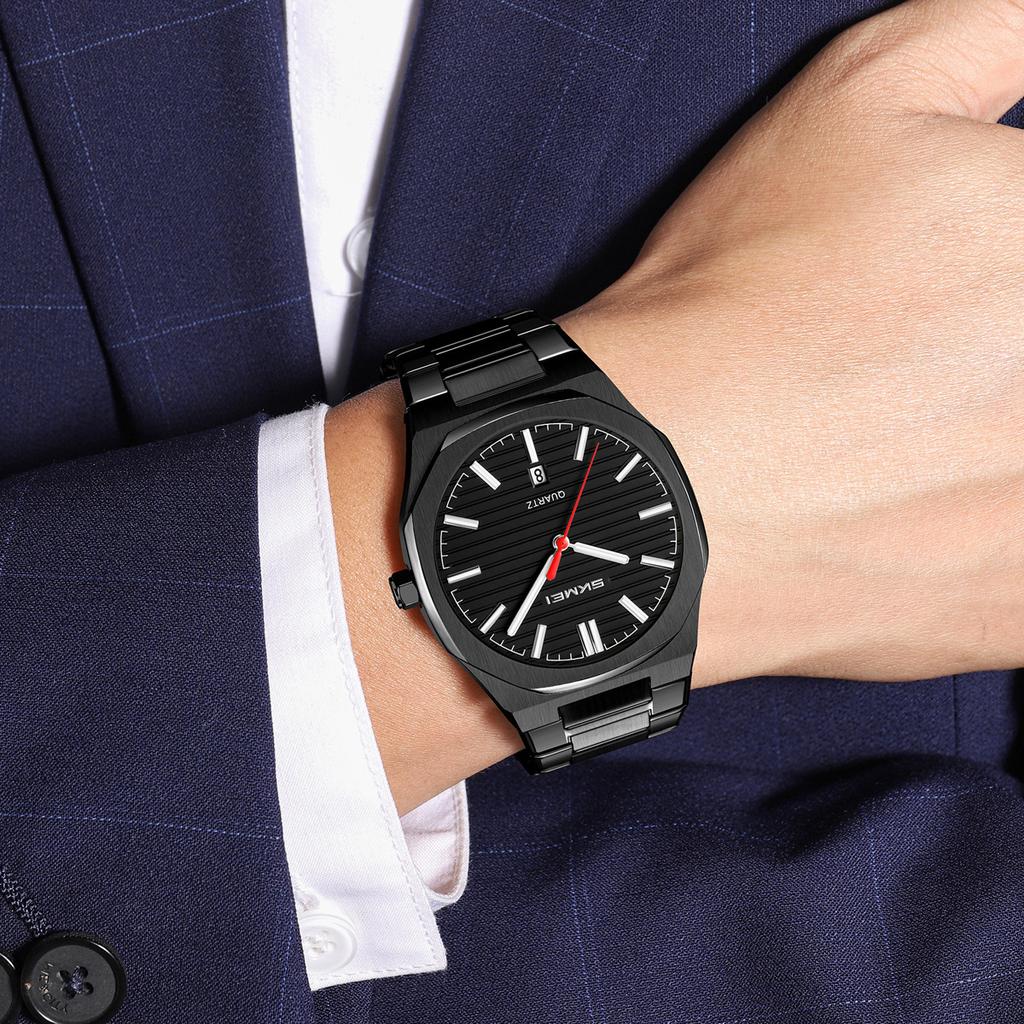 Steel belt men's watch simple business waterproof calendar quartz watch watch source