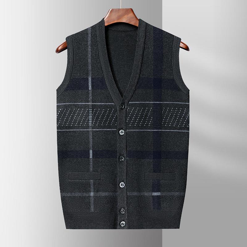 

Папин жилет мужской теплый безрукавный жилет на осень и зиму вязаный кардиган жилет для мужчин среднего и пожилого возраста одежда для дедушки 4XL
