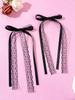 2pcs Ballet Style Lace Bow Ribbon Hair Clip, Sweet Girl's Double Ponytail Hair Clip, Sweet and Cool Style Hair Accessory