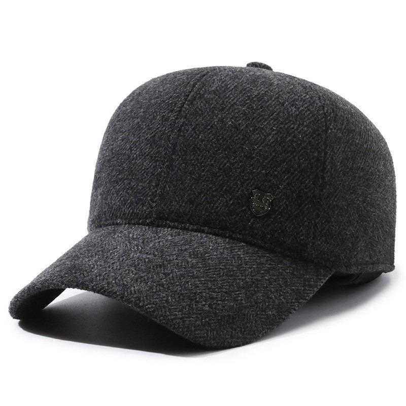 Hat Men's Beret Autumn and Winter New Woolen Ear Protector Peaked Cap Fleece Warm Cotton Hat Forward Hat