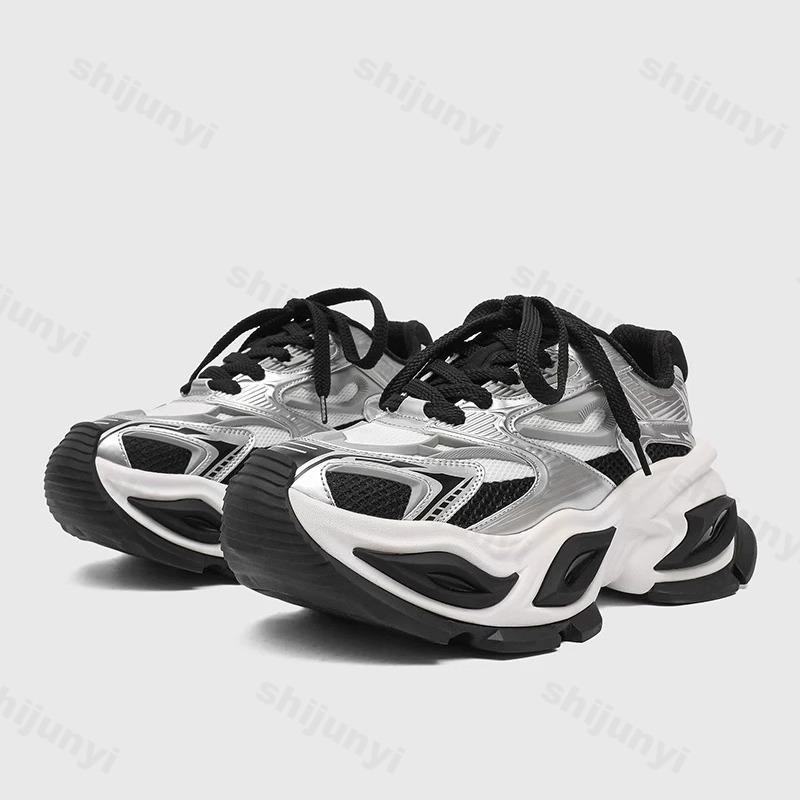 Fashion 2025 Autumn New Niche Mesh Breathable Thick Sole Sports Shoes for Men Fashion Trend Low Top Comfortable Non Slip Chunky sneakers