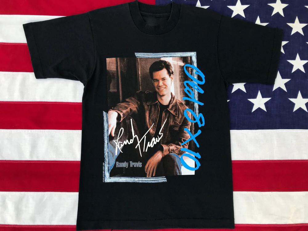 Randy Travis 1989 Tour For Fans Heavy Cotton Black Full Size Unisex Shirt AG245 Unisex T-Shirt
