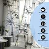2Pcs Sheer Curta, Black Ink Bamboo Print, Door/Window Curta, Print Curta For Bedroom Decor