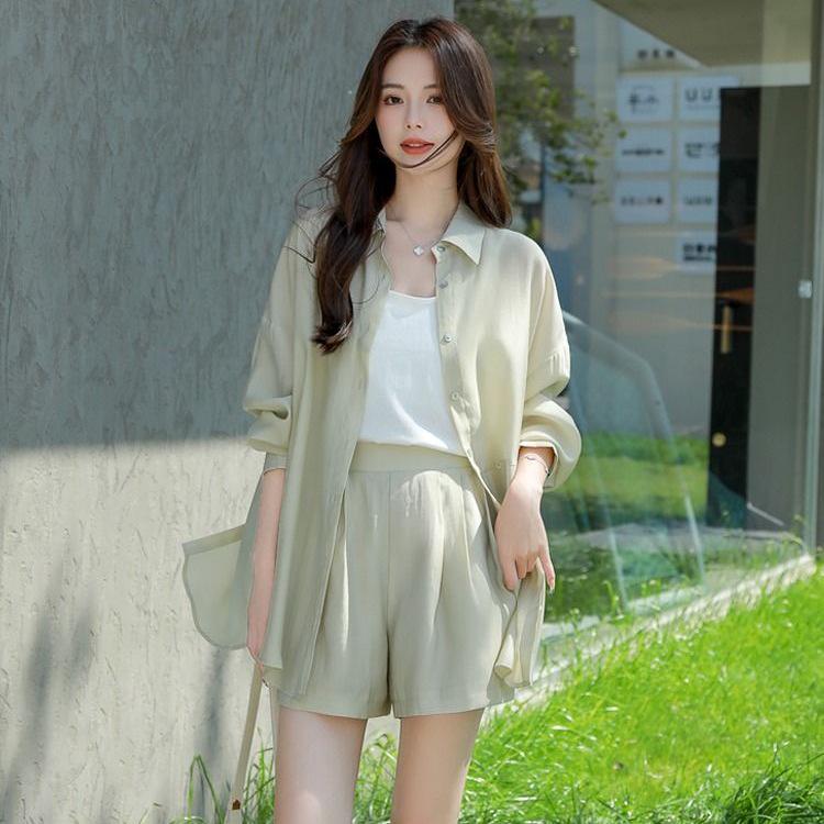 Women's Tencel Summer 2026 Petite Outfit: Shorts, Vest, and Sun Shirt Set