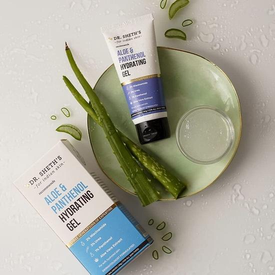 Dr. Sheth's Aloe & Panthenol Hydrating Gel | Deepl Moisturization & Hydration | Niacinamide, Prebiotics | Reduces Inflammation & Redness, Unisex | 50g
