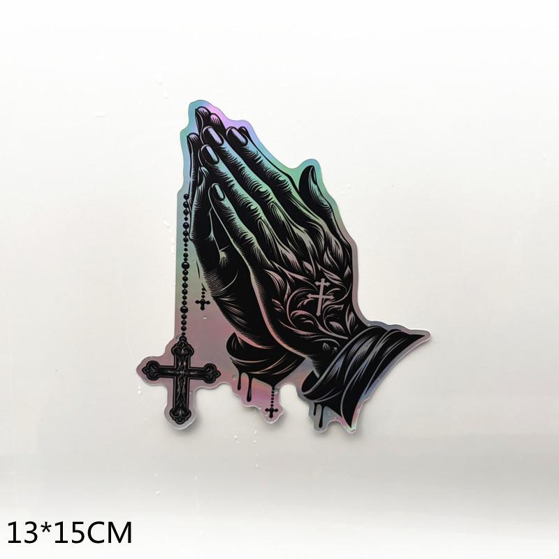 

Seven-Color Laser Rosary Prayer Car & Motorcycle Window Sticker Cross J134