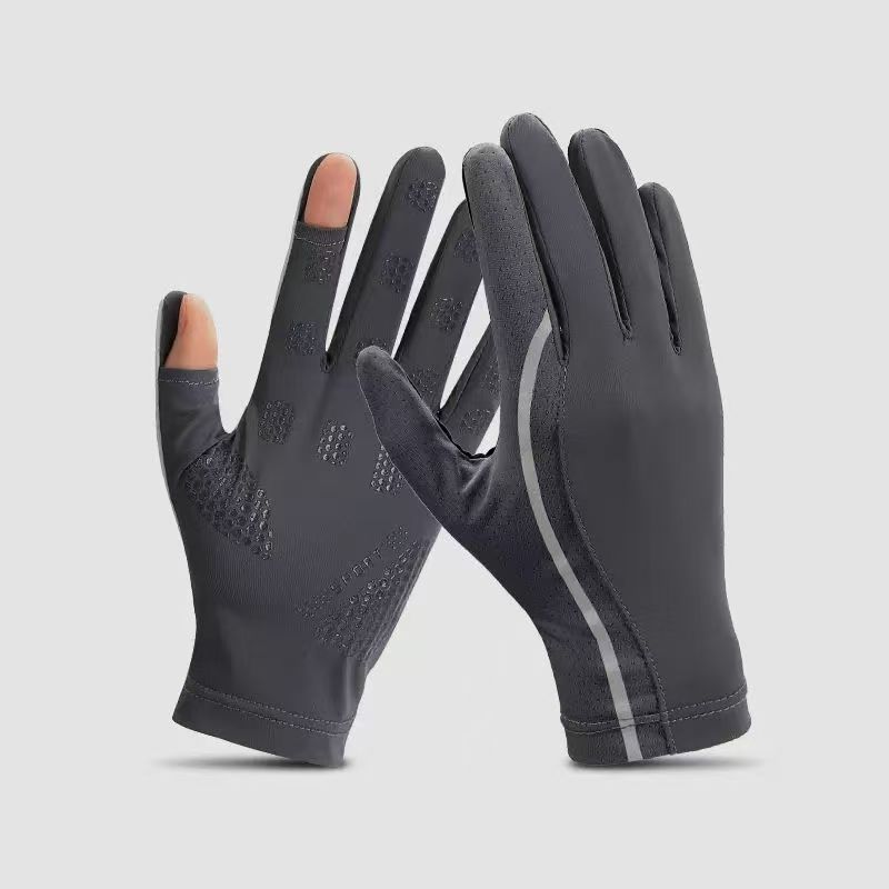 Men’s Ice Silk UV Protection Gloves, Quick-Dry Breathable Summer Gloves, Anti-Slip Gloves for Fishing Cycling Outdoor Sports