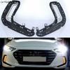 Car Flashing 1Pair Led Daytime Running Lights Fog Lamp Cover DRL with Yellow Turn Signal Lamp for Hyundai Elantra 2016 2017 2018