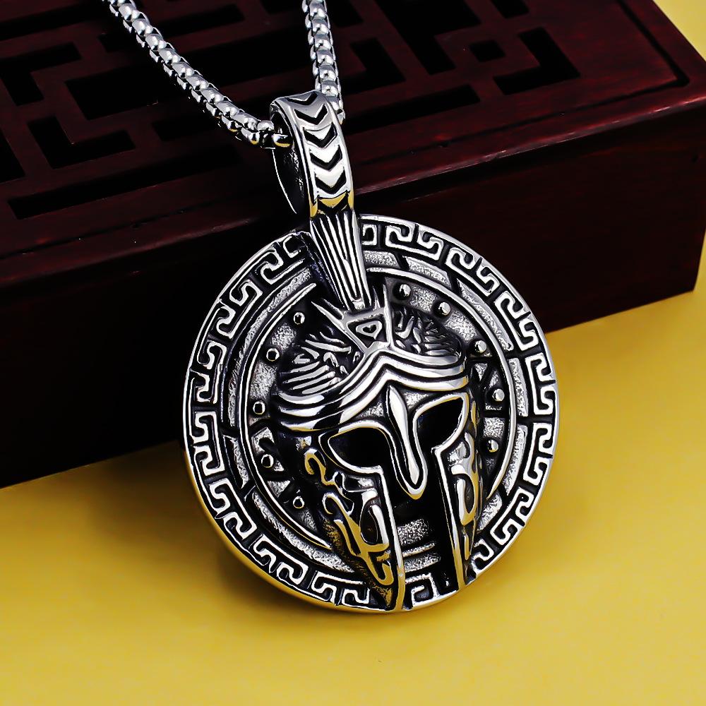 

Necklace Vintage Egyptian Pharaoh Knight Mask Helmet Pendant 50CM(Necklace Size) срібний