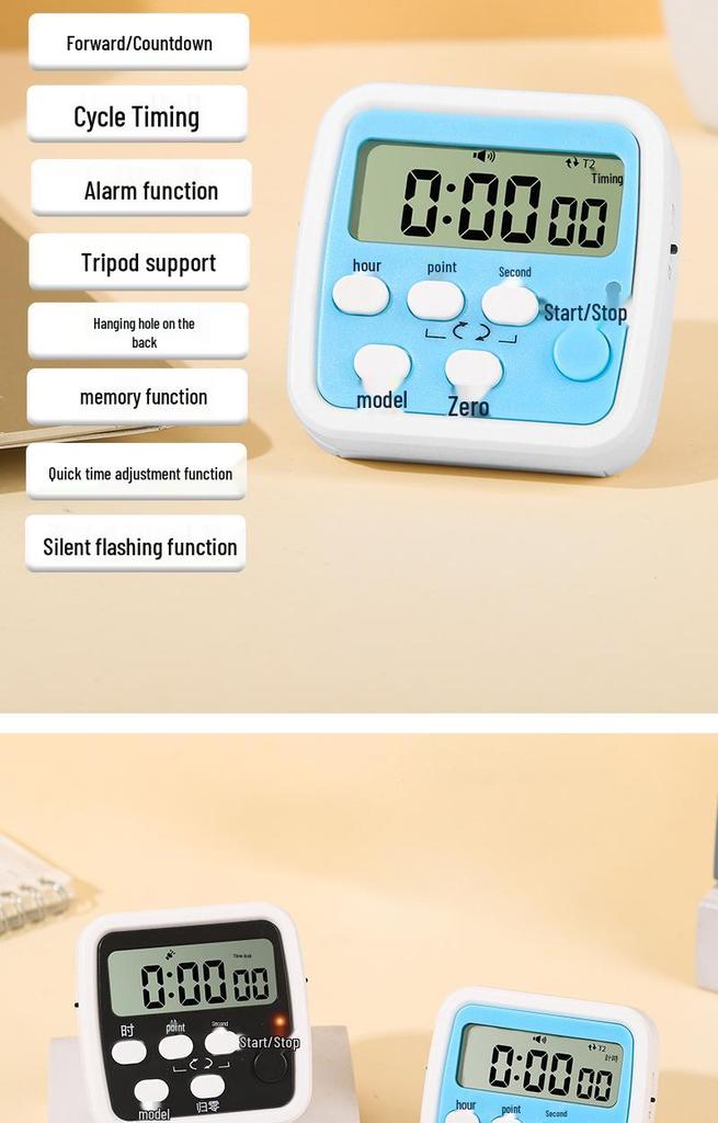 Multi-Functional Large Screen Countdown Timer & Alarm Clock for Kitchen and Bedroom.