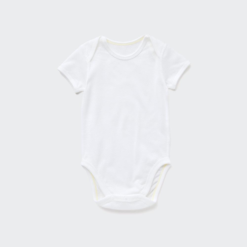 

Боди UNIQLO BN с хлопковой сеткой внутри (короткий рукав/однотонный/кайма)