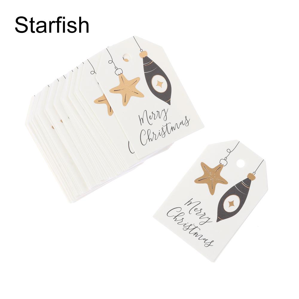 50PCS Christmas Labels Santa Claus Elk Gloves Tree Labels Xmas Decoration Hang Tags Christmas Gift Wrapping Supplies Kraft Tag