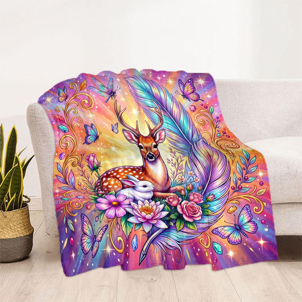 Magical Deer Fantasy Blanket,Suitable for sofas, offices, travel, living rooms, Gifts to relatives and friends, Blanket,Suitable for all seasons.