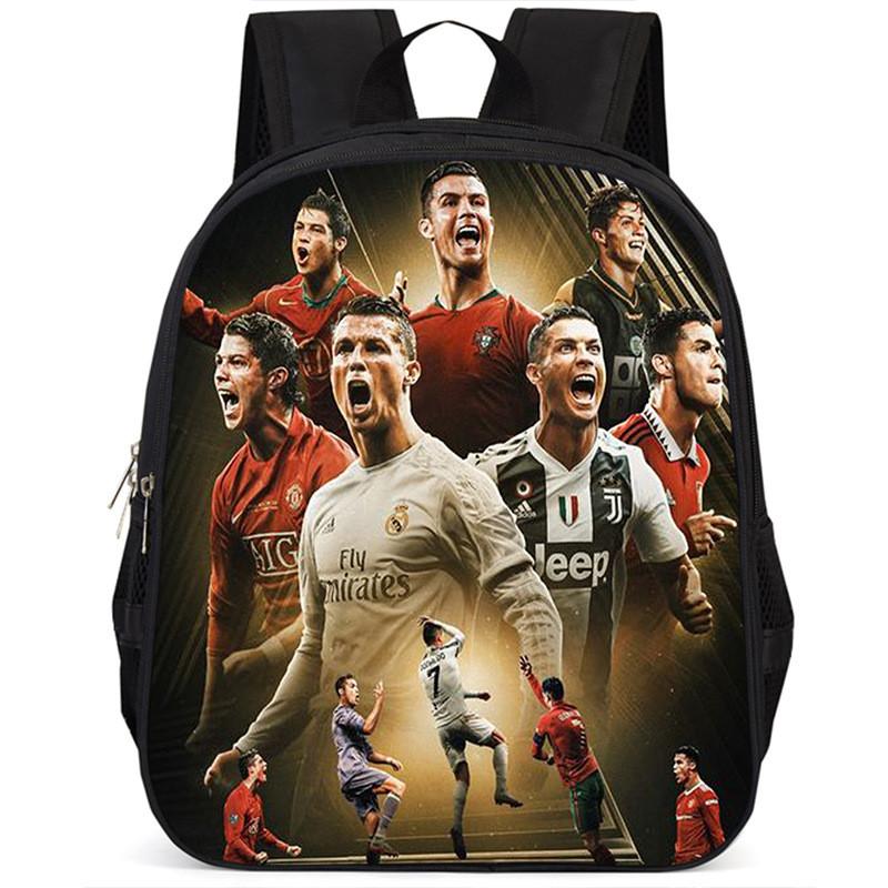 Spacious 15 Inch Cristiano Ronaldo School Backpack For Kids Lightweight Oxford Fabric