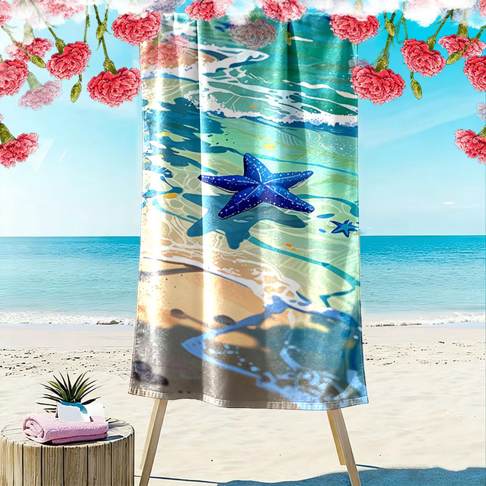 Starfish on Ocean Beach Towel Beach Towel Quick-drying for Travel Outdoor Sports Jogging Beach and Swimming