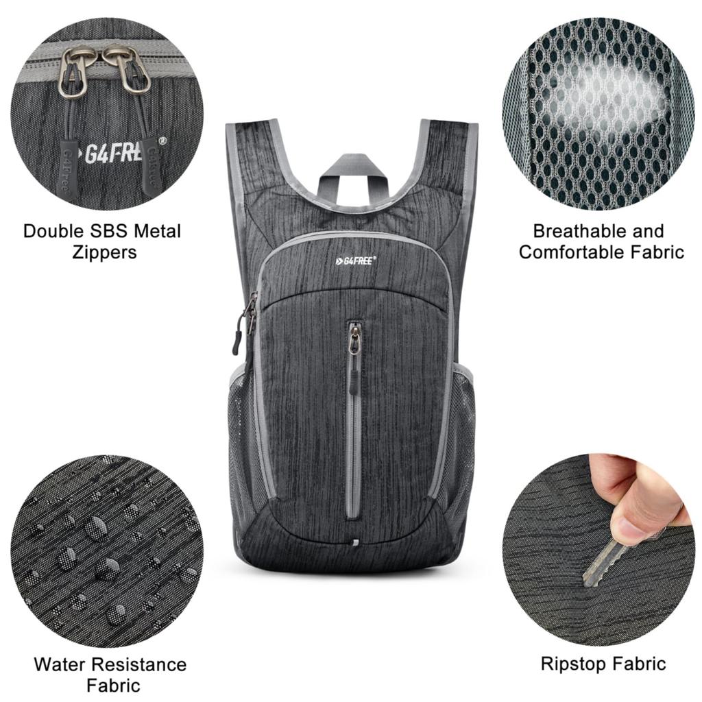 G4Free 10L Hiking Backpack, Compact Travel Hiking Daypack, Lightweight Packable Backpack, Casual Foldable Bag for Light Walking and Running