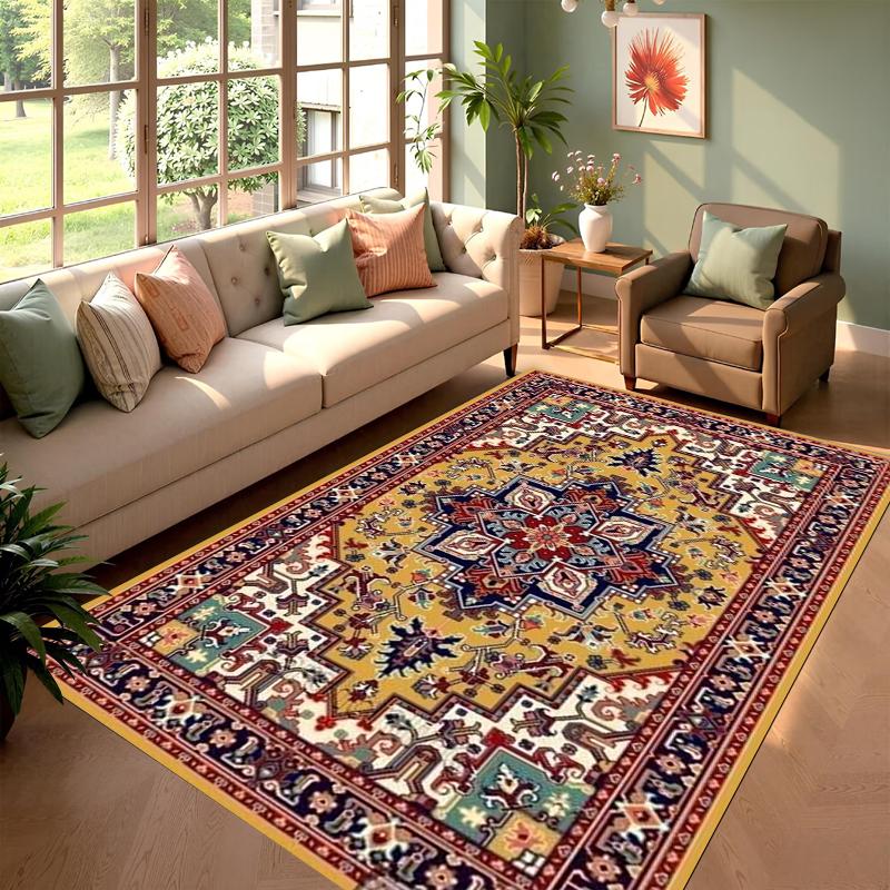Luxury Persian Floral Rug Non-Slip Carpet for Living Room Bedroom Red Blue White Durable Floor Mat Home Decor Rugs Gift Alfombra