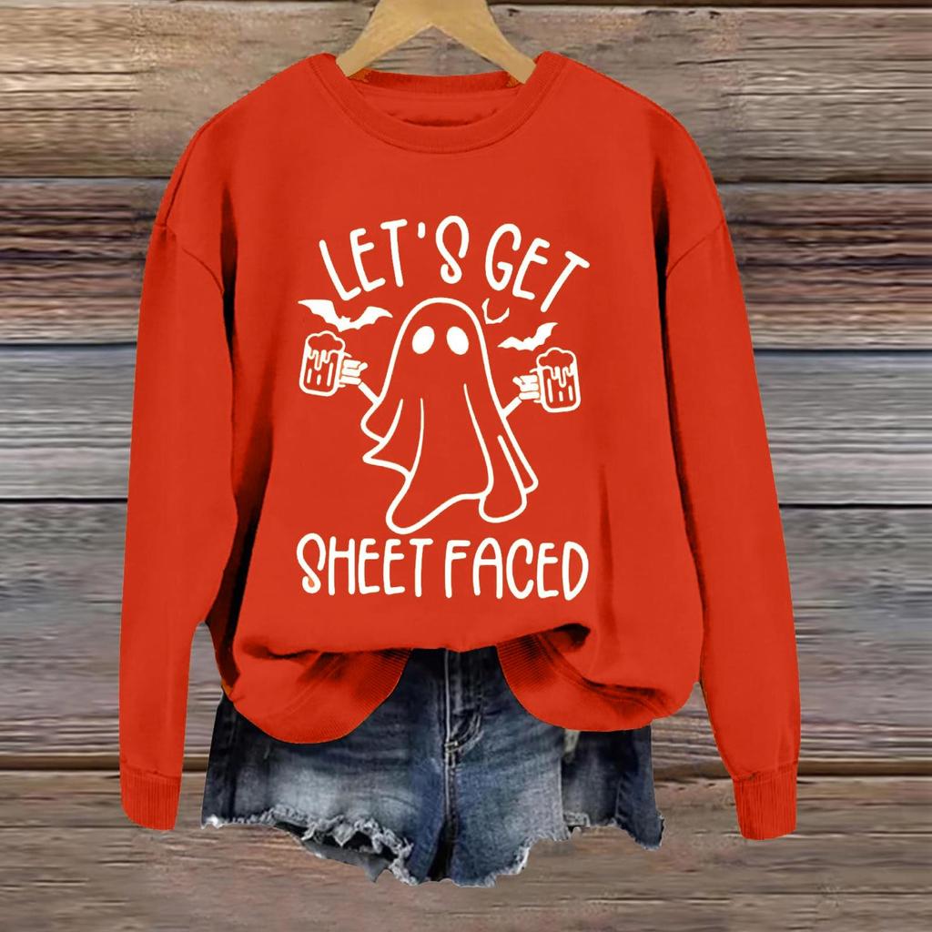 Halloween Sweatshirts For Women Cute Ghost Long Sleeve T Shirt Fashion Sweatshirt