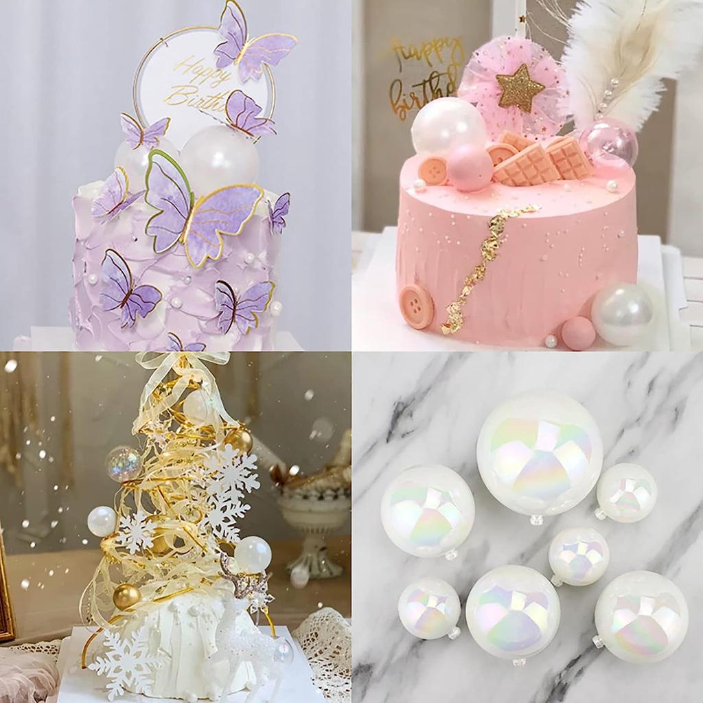 24PCS Bubble Balls Mini Balloon Cake Topper Pearl Insert Cupcake DIY Decoration for Wedding Anniversary