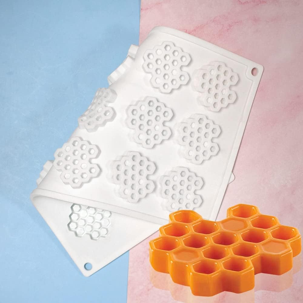 15 Cavity Silicone Honeycomb Molds for Chocolate Honeycomb Bee Silicone Fondant Mold Beehive Silicone Baking Molds Bee Candy Silicone Mold for