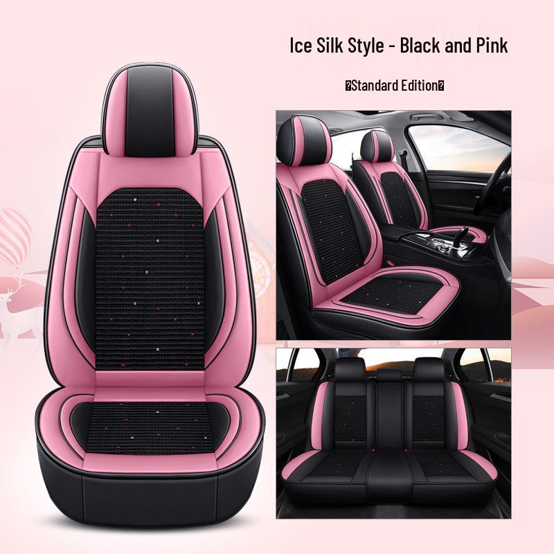 Universal Four-Season Leather & Ice Silk Car Seat Cover Cushion for All Models