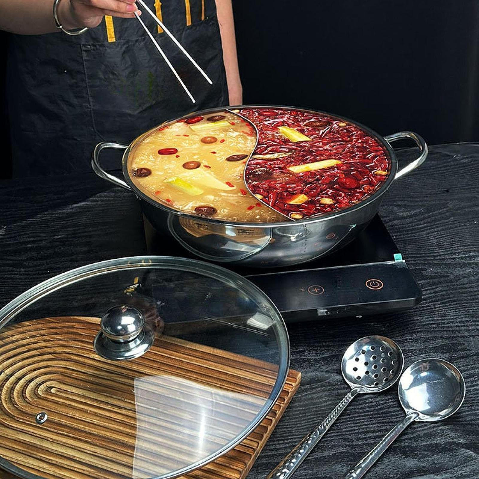 

Китайский горшок для шабу с двумя вкусами, набор из нержавеющей стали для дома, вечеринки 34cm