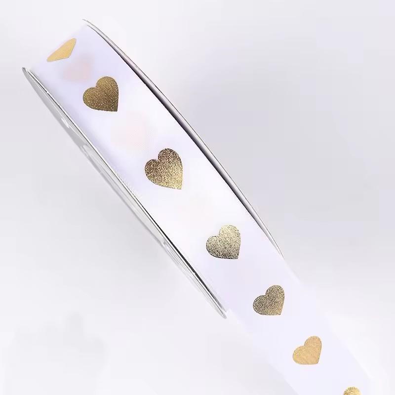 2.5cm Gold Stamping love Ribbons Bouquets Gift Packaging Paper Ribbons Flowers Bows Ribbons Wholesale