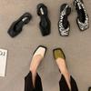 New Summer French Bag Head Sandals Soft Sole Women's Square Head Flat Sole Design Single Shoes