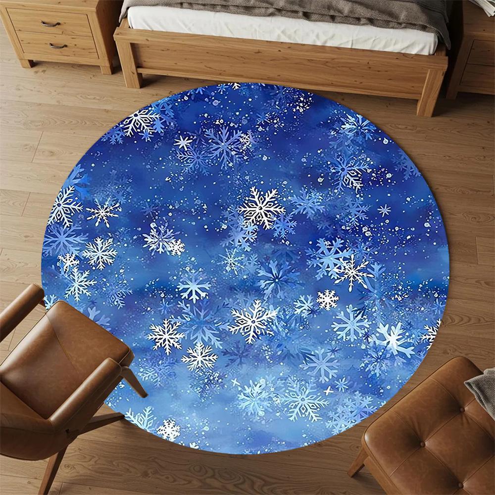 1pc Snowflake Winter Round Chair mat Area Rug - Non-Slip, Floor Mat for Office, Bedroom, and Indoor Decor c1125633