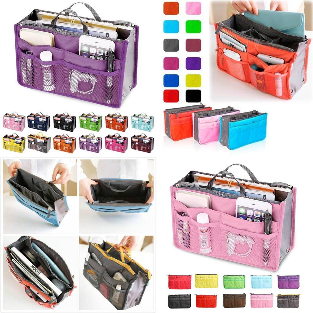 Sac à Maquillage Moderne Simple à Double Fermeture Éclair en Polyester Pour Voyage et Rangement de Salle de Bain