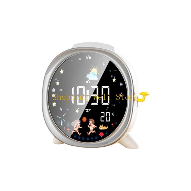 KX4B Digital Alarm Clock With Night Light Auto Dimming LCD Screen Modern Bedroom Essential and Child Friendly