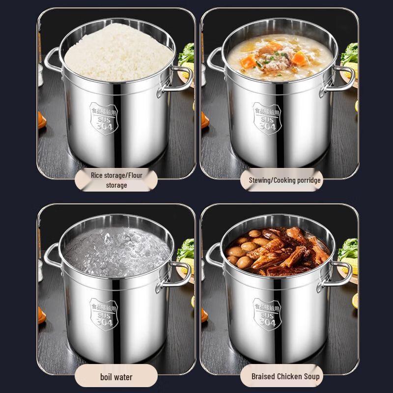 Großer Edelstahltopf (304) mit Deckel