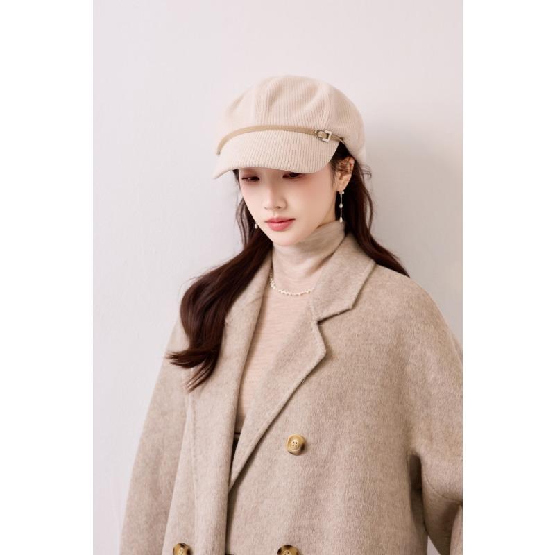 Korean Style Autumn Winter Women Large Head Circumference Octagonal Hat