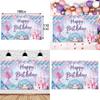 Mermaid Theme Birthday Backdrop Fabric For Kids Party Decoration Photo Prop