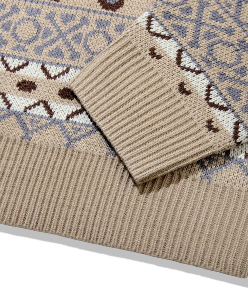 TRILLION Vintage Fair Isle Jacquard Crewneck Knit_Beige