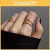 Elegant S925 Gold Plated Double Layer Curved Line Ring For Women Adjustable Size