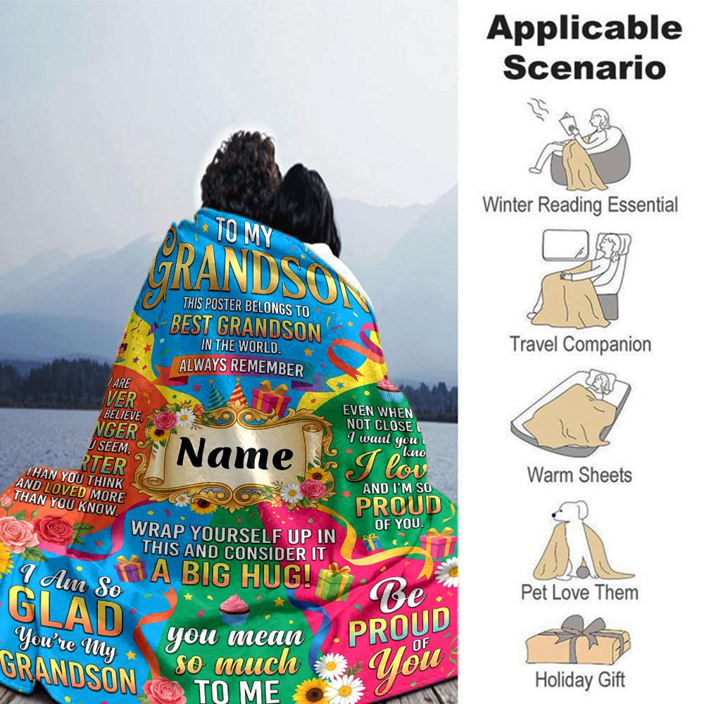 Grandson'S Pride Love Customize Your Name Blanket Warm Comfortable And Soft Blankets Are Suitable For Home Lunch Break Blanket Office Sofa Sofa Gift