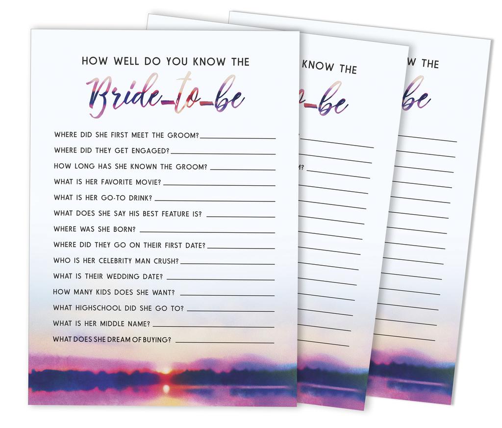 Inkdotpot Bridal Wedding Shower Bachelorette Party Bulk Blank Square Fill In Gift Ideas