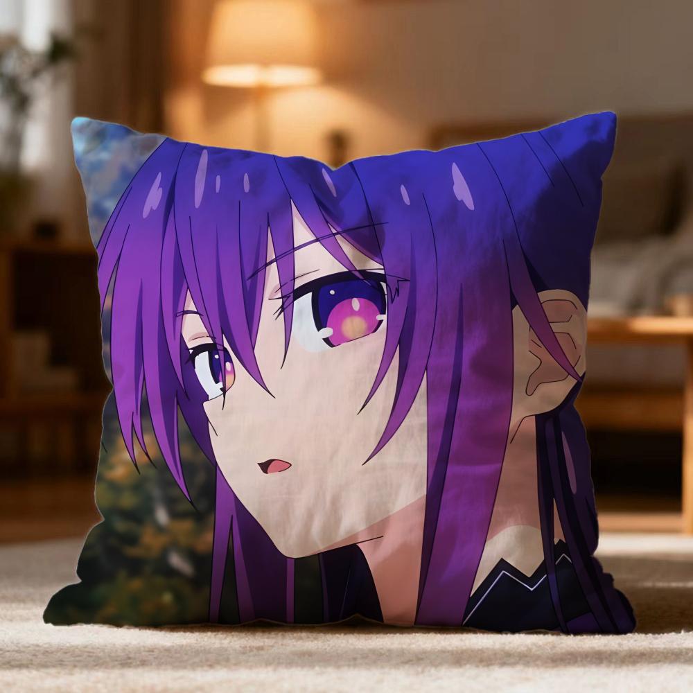 Fashion D-DDATE A LIVE Cushion Cover Soft Washable Pillow Case Multi-Scene for Couch Bed Travel Office Use
