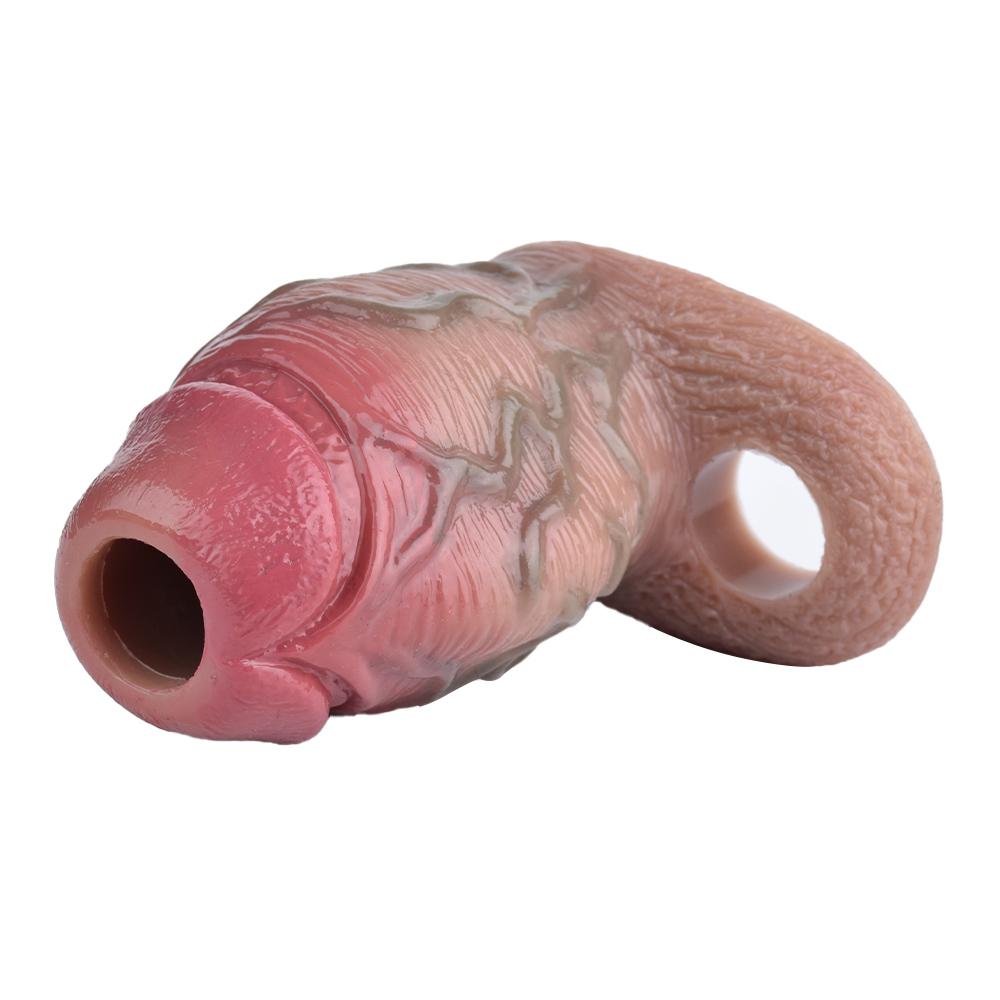 Realistic Cock Sleeve Penis Condom Extender Enlarge Dildo Strap On Toy for Gay Femdom Couples