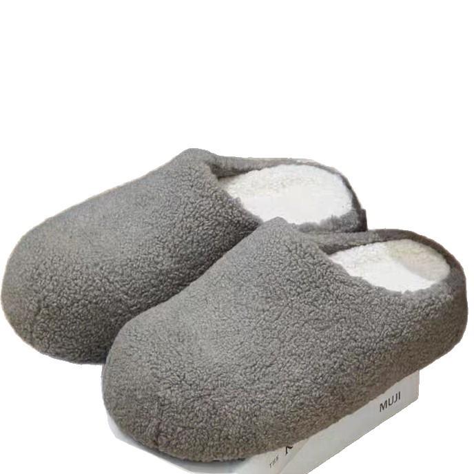 Women's Lightweight and Comfortable Non-slip Heightening Winter Warm Plush Lining Non-slip Durable Casual Stirrups Cotton Slippers