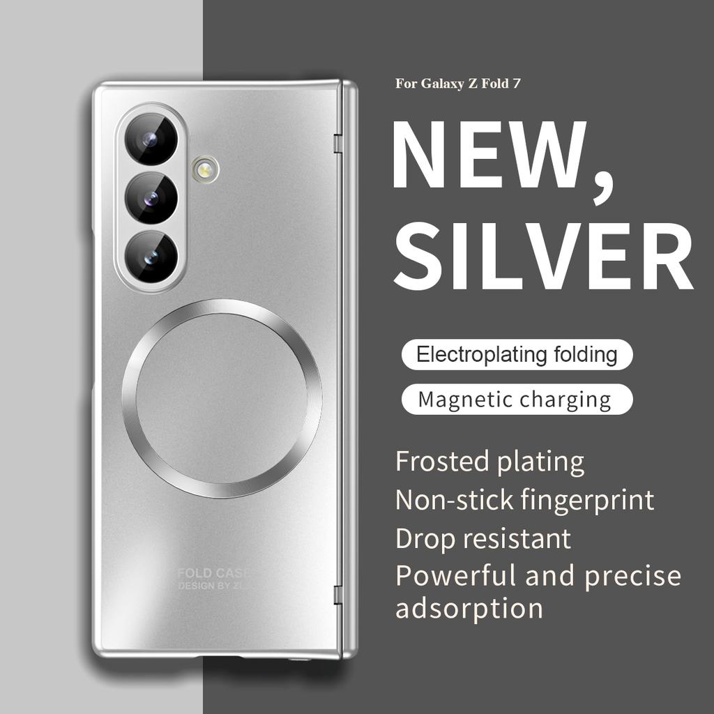 For Samsung Galaxy Z Fold 7 Case Hard plating Magnetic wireless charging Protective Back Cover Case For Z Fold7 6 5 Phone Shell