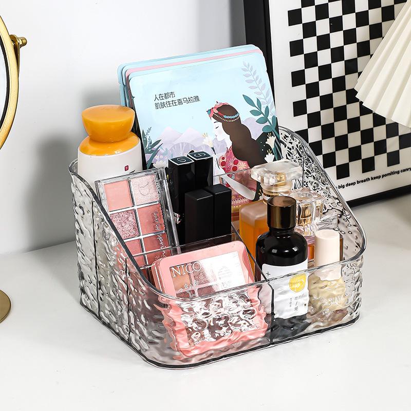 Cutie de Depozitare Cosmetice de Lux cu Valuri: Organizator trapezoidal pentru pensule de machiaj, rujuri și farduri de pleoape