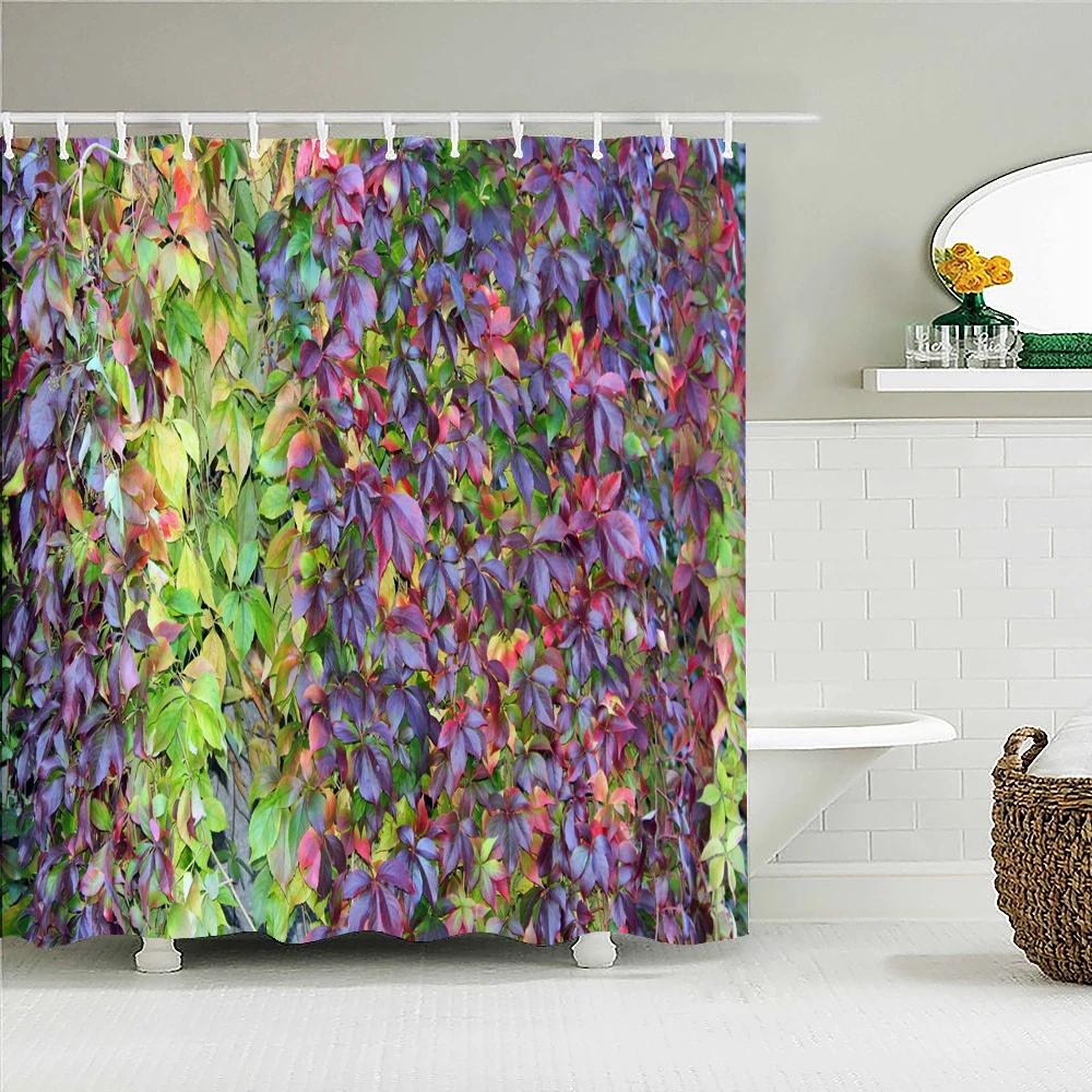 3D Printing Flowers Plant Garden Bathroom Shower Curtain Natural Landscape Home Decoration Waterproof Curtain with Hook Curtain