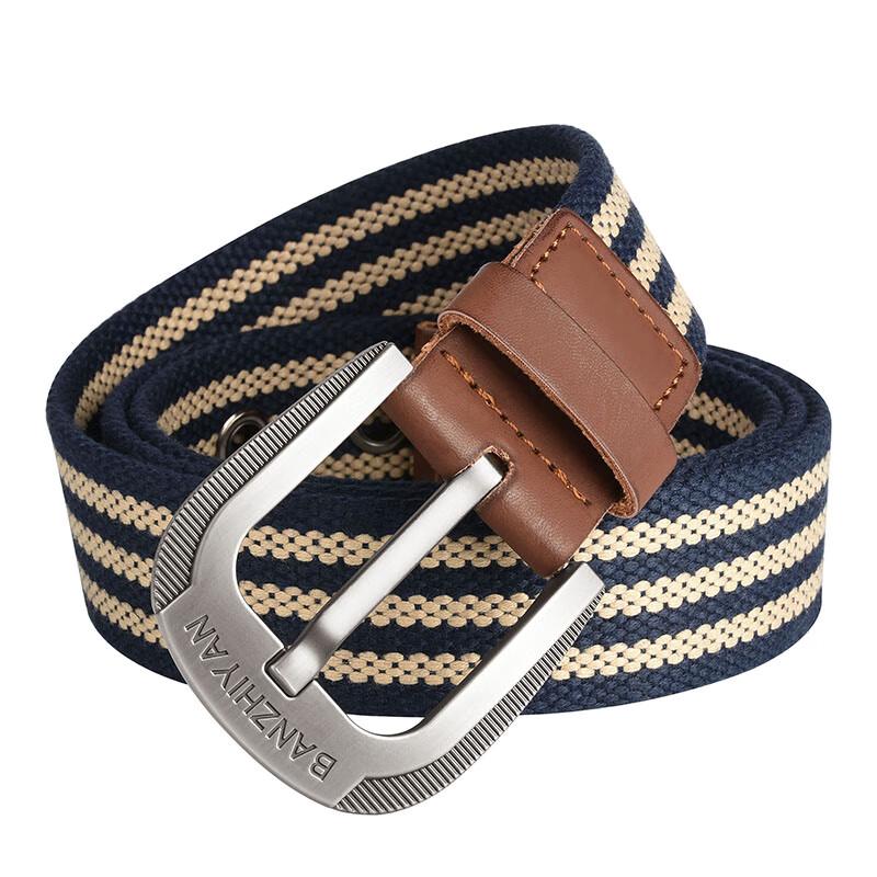 Men's Casual Woven Canvas Pin Buckle Belt