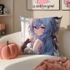 Game Genshin Ganyu Cushion Cover Pillowcase Short Plush Invisible zipper Room Sofa Cushion Cover