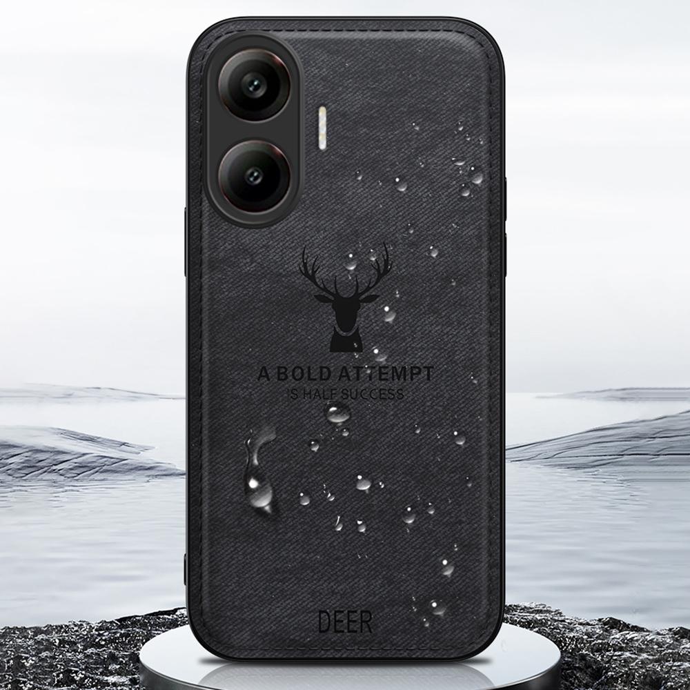 Pro Xiaomi Poco F7 5G/Redmi Turbo 4 Pro 5G Pouzdro Vzor Jelen Látková Textura PU+PC+TPU Kryt na Telefon