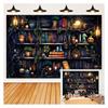 IADIUENOG 7x5ft Halloween Bookshelf Backdrop Skull Spooky Witch 7x5ft, black