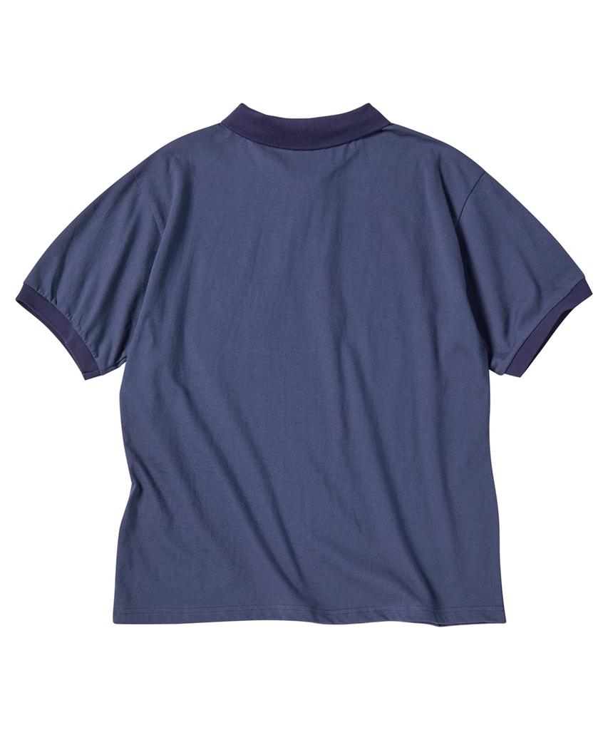 Eontaiteulseoul Untitled Crest Polo Crop Short Sleeve Navy