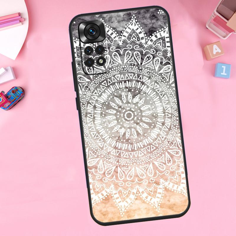 Elegant Mandala Floral Design Phone Case For Xiaomi Redmi Note 11 10 9 8 12 Pro Turbo 9S 10S 11S 12S 9A 9C 10C 12C Cover